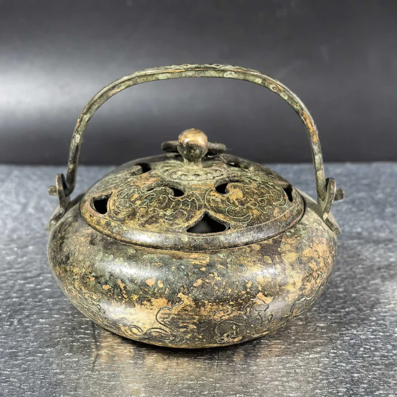 Copper Zodiac Sign with Handle, Hollowed-out Burner for Coil and Sandalwood Incense, Home Decorat
