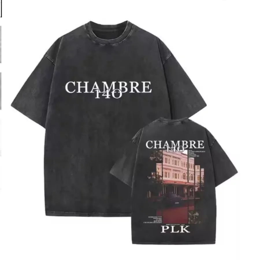 Rapper PLK Chambre 140 Album Washed Vintage T-shirts Men's Clothing Hip Hop Retro Oversized T-shirt Fashion Trend Tee Shirt