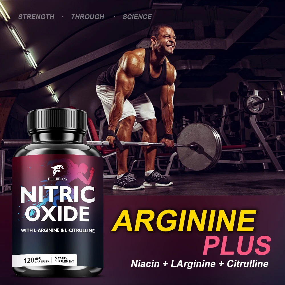 Pure Nitric Oxide Capsulest, Calcium, L-Arginine, Support Circulatory, Energy, Build Muscle, Increase Endurance & Performance