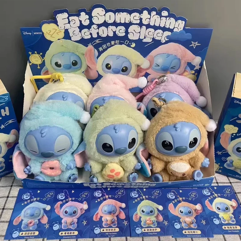 Genuine Disney Lilo Stitch Eat Something Before Sleep Blind Box Trendy Vinyl Plush Doll Backpack Pendant Collect Surprise Gifts