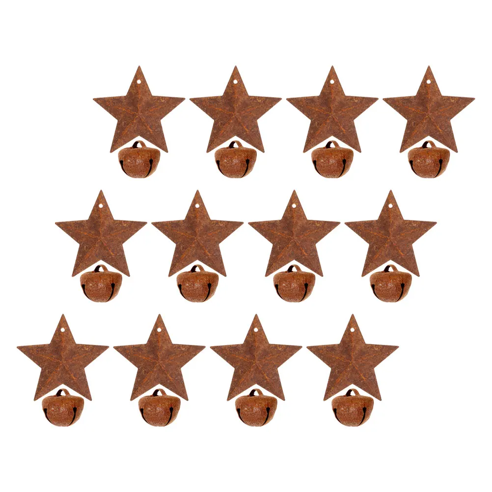 

24pcs Vintage Rust Bell Christmas Decor Metal Hanging Ornament Retro Style Craft Supplies Xmas Tree Bells
