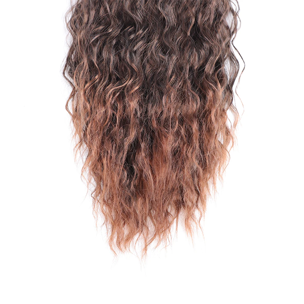 ยาว Bohemian หางม้าเป็นลอนสังเคราะห์ Drawstring หางม้าชิปผม Curly Pony Tail สำหรับผู้หญิงปลอม Hairpiece