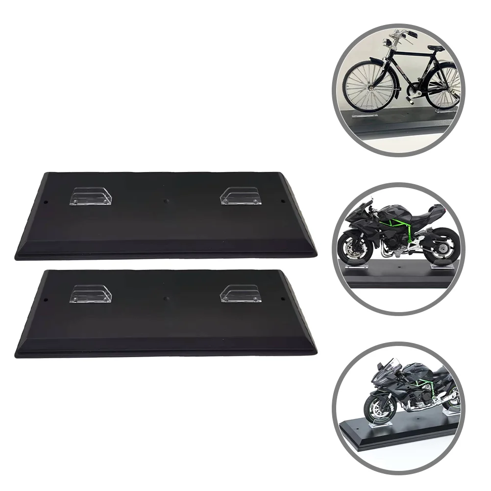 2 Pcs Quad 1:12 Motorcycle Model Base Display Stand Bike Stands Black Plastic Office Toy