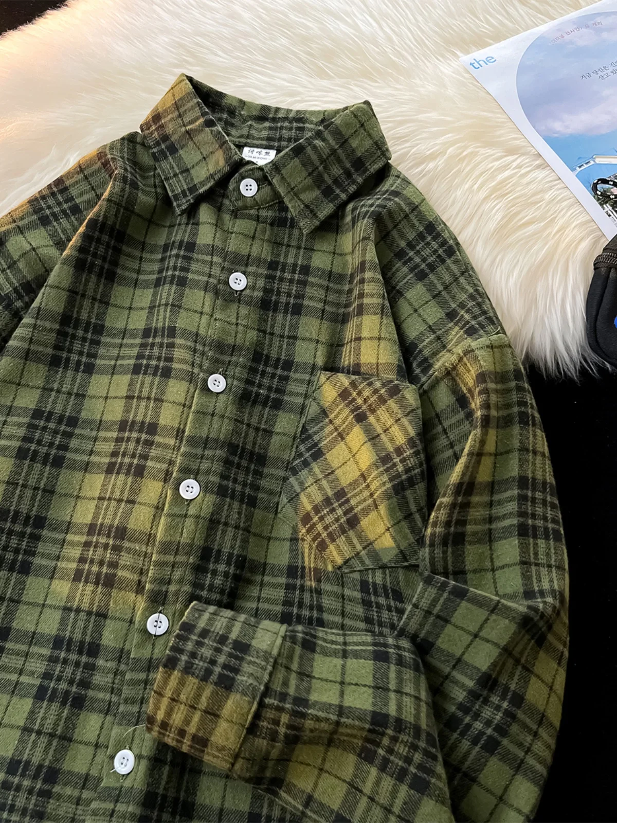 

Мужская рубашка свободного кроя в клетку с длинным рукавом, повседневная, осенне-весенняя, модная верхняя одежда для молодежи, тренд сезона