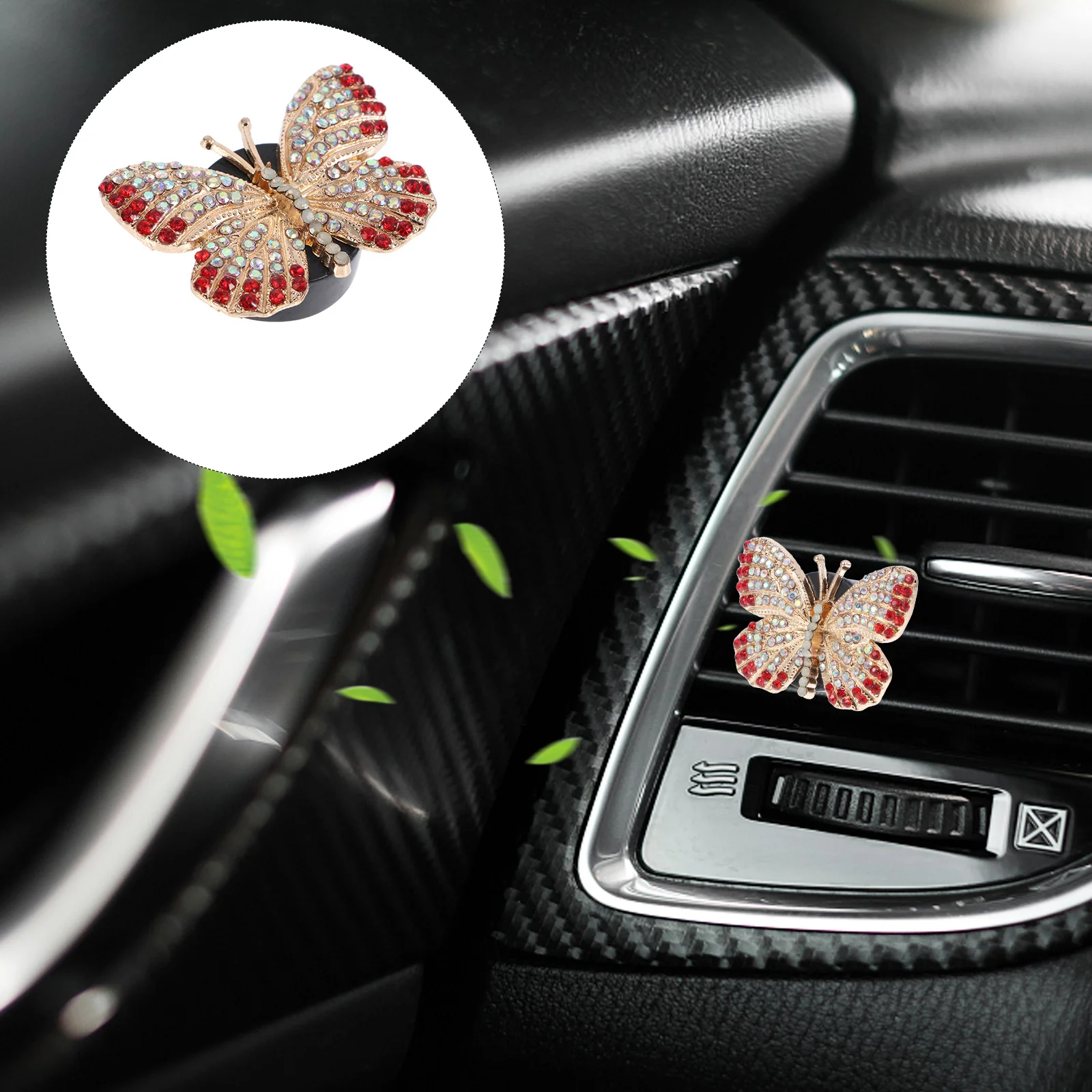 

1 set Car Vent Clip Aromatherapy Air Freshener For Car Interior Decor Rhinestone Alloy Diffuser Refresh Cabin Odor Control Auto