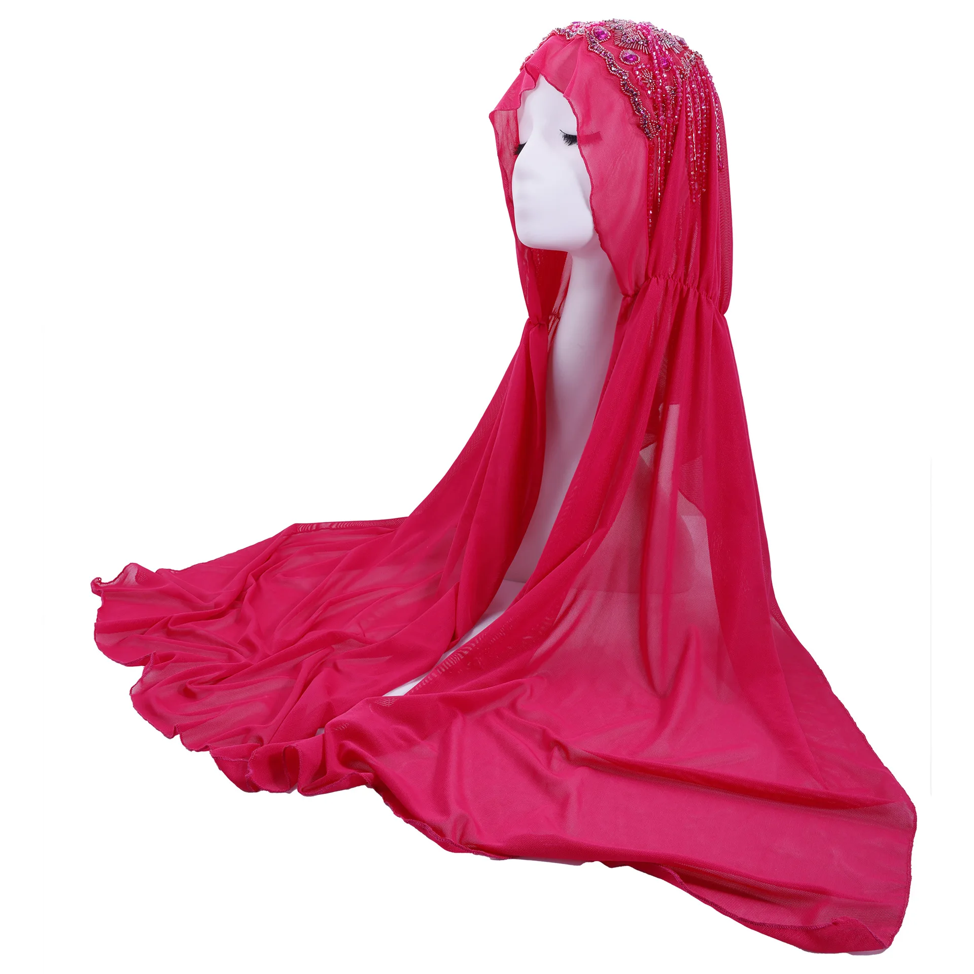 Mode gland perles Hijab strass foulard femmes fête de mariage châles Wrap Turban Bandanas écharpe Turbante casquette couverture Mujer