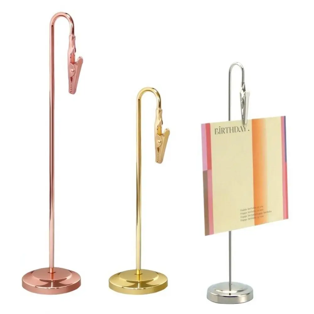 Romantic Metal Place Card Holder Metallic Non-Slip Base Note Clip Stand Sturdy Construction Alligator Clamp Holder