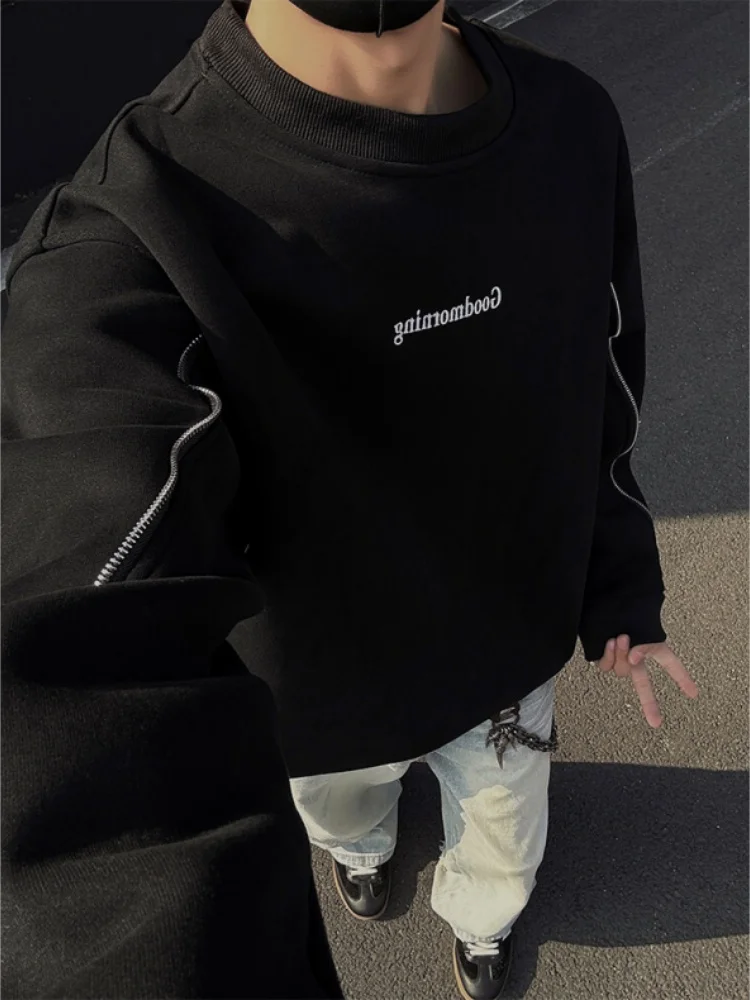 

Мужская толстовка Heavyweight для весны и осени, свободного кроя, с круглым вырезом, в американском стиле Cleanfit, для подростков, повседневная одежда