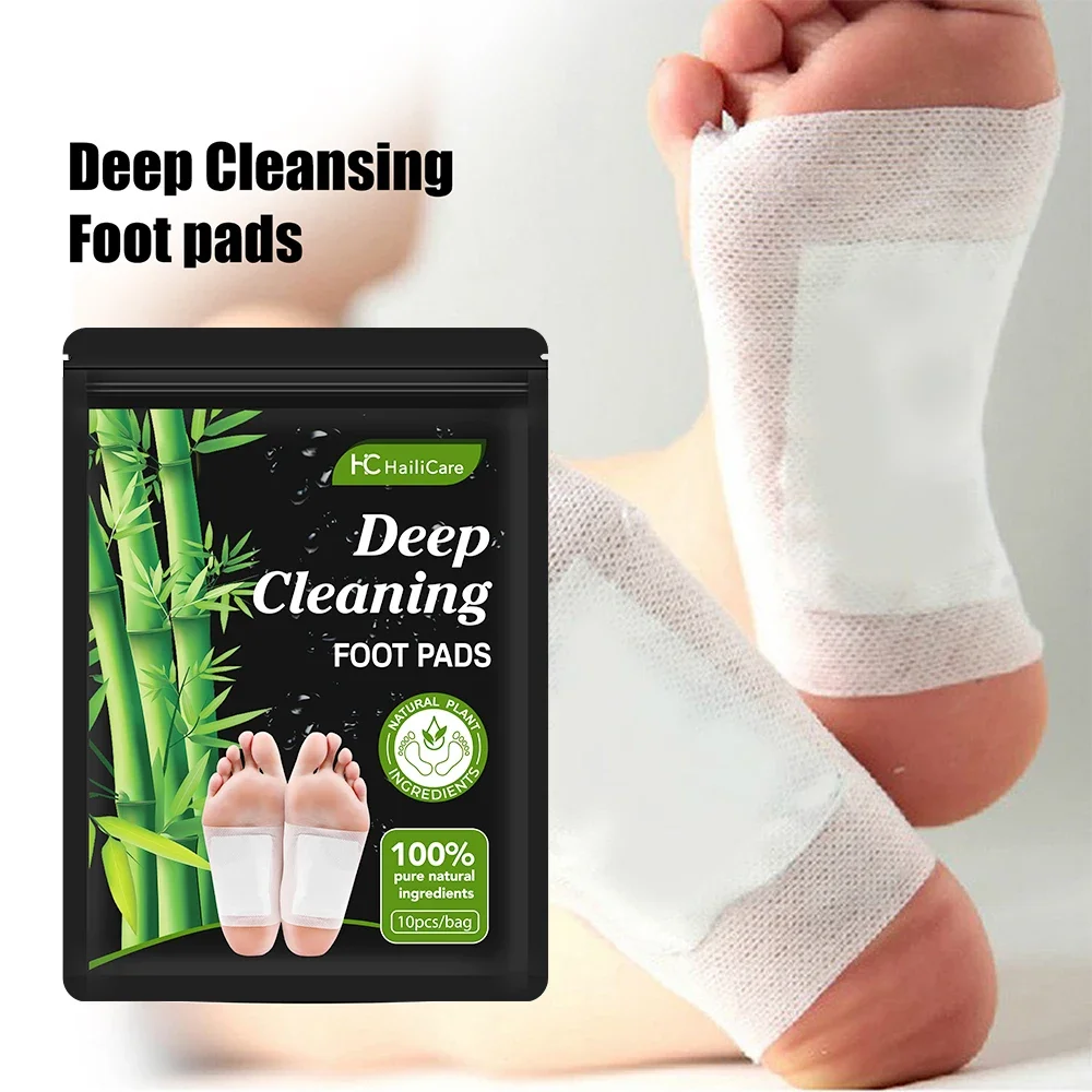 10Pcs/Bag Detox Foot Patches Wormwood Bamboo Charcoal Improve Sleep Relieve Fatigue Eliminate Dampness Boost Metabolism Foot Pad