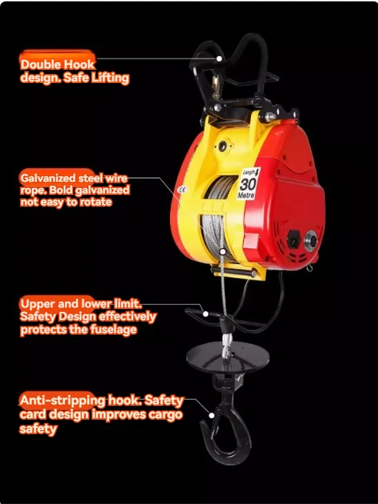 300kg 360kg Hoist Portable Suspended Small Hoist Ultra High Efficiency Cable Winch Mini Electric Hoist Crane