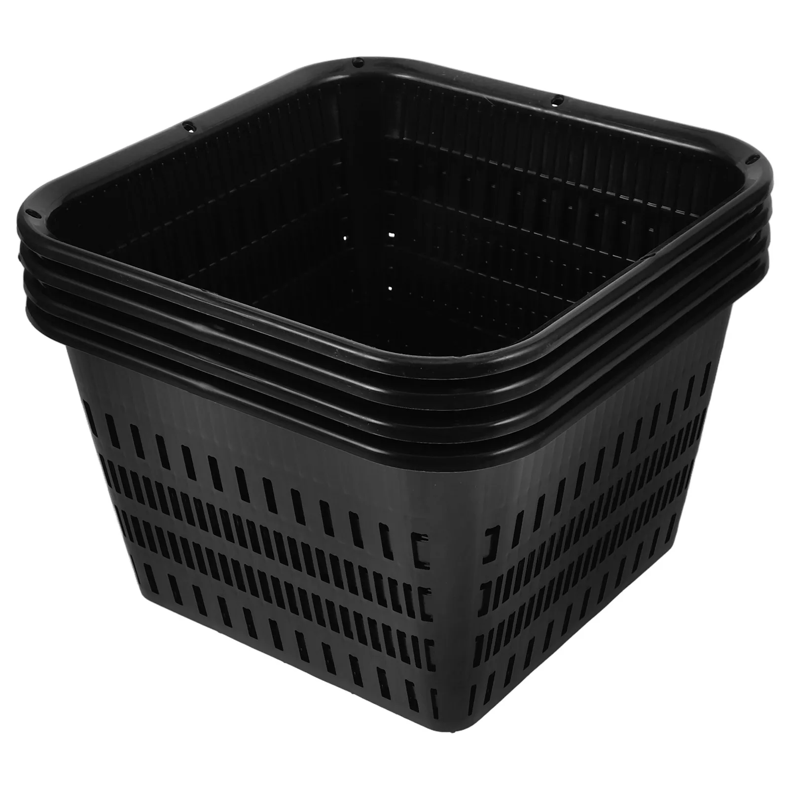 4pcs Root Control Planting Baskets 180mm Black Square Plastic Net Cups Hydroponics Garden Balcony Pots Flower Containers