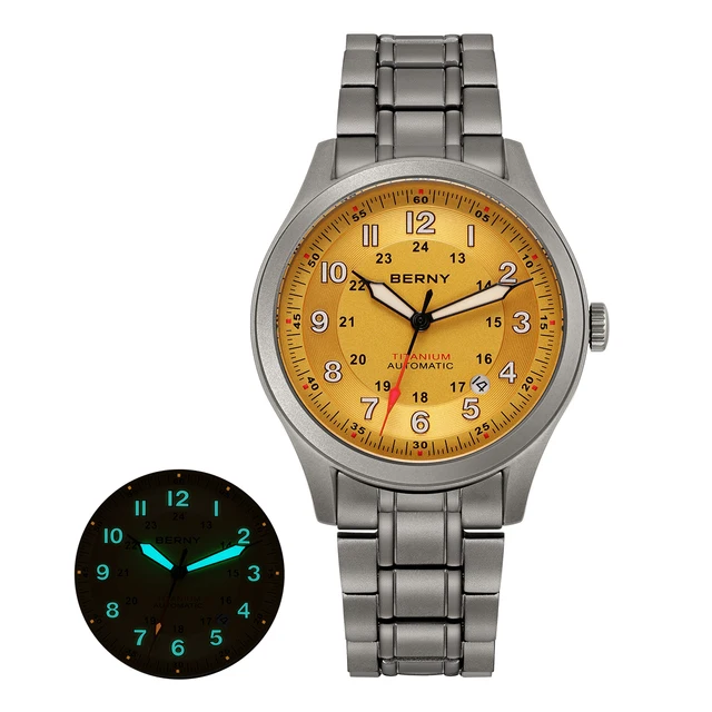 BERNY Full Titanium Automatic Watches for Men Super Luminous