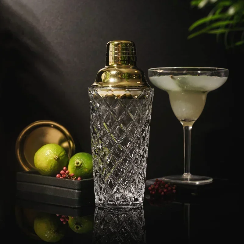 Glass Cocktail Shaker Kit 13 Ounce Martini Mocktail Making Set With Leakproof Metallic Steel Lid For Home Use Bar Cart New
