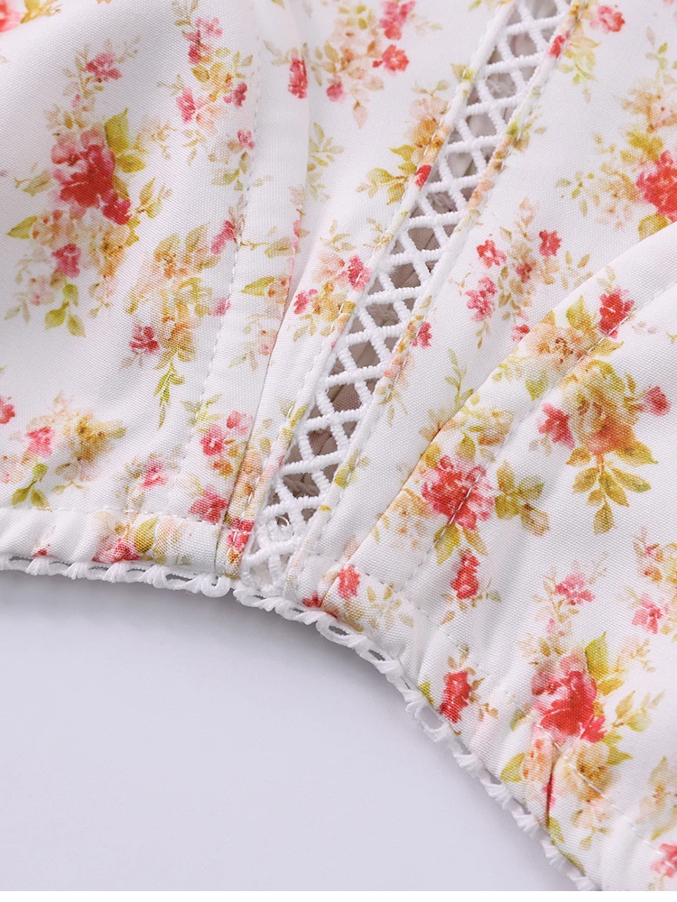 NewAsia Damenkleid mit Blumenmuster, Trägern, A-Linie, sexy hohem Schlitz, rückenfrei, zarten Ausschnitten, Sommerkleid für Party, Strand und Urlaub. – Detail 38