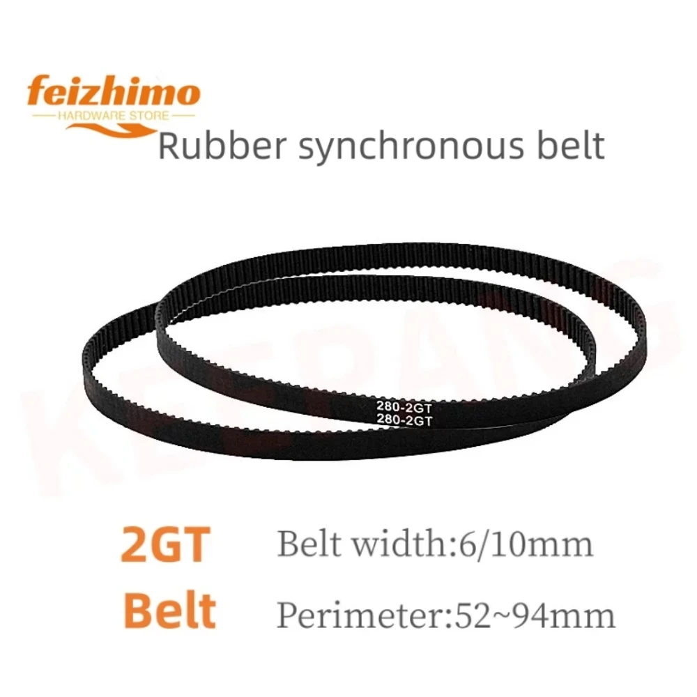 

2GTGT2 Width 6/10mm Rubber Belt Synchronous Belt Circular Belt Circumference 52mm-94mm Suitable For 3D Printer Accessories 2GT,