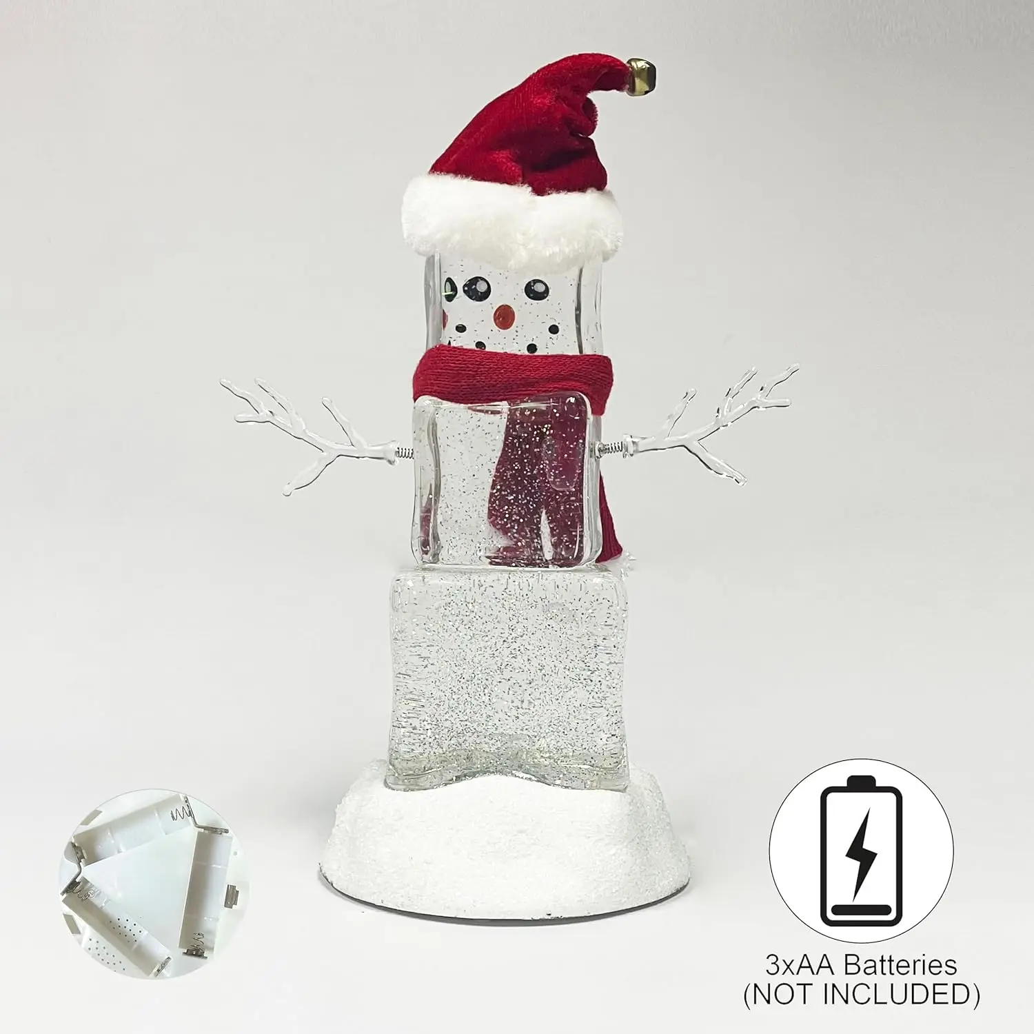LED acrílico cubo de hielo muñeco de nieve iluminado giratorio decoración de mesa de Navidad con pilas vacaciones decoración del hogar regalo