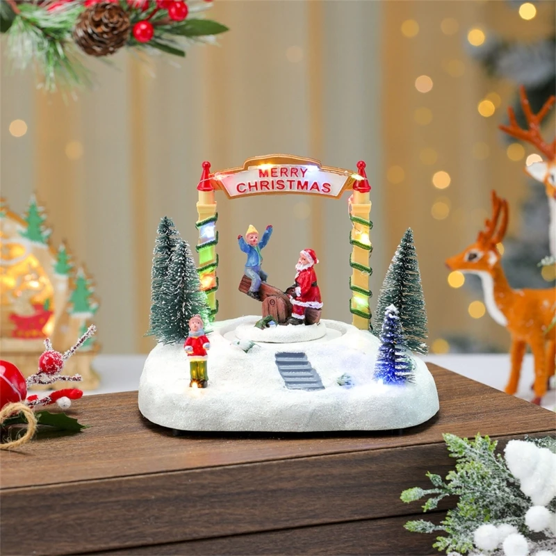 

Multifunctional Music Box Battery/USB Operated Christmas Indoor Rotating Display with Premium Audios and Night Light