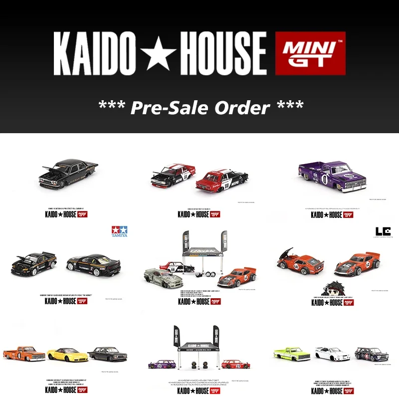 PreSale Kaido House MINIGT 1:64 Skyline GTR R34 Carbon 510 Wagon 240Z Silverado Diecast Diorama Car Model Toys