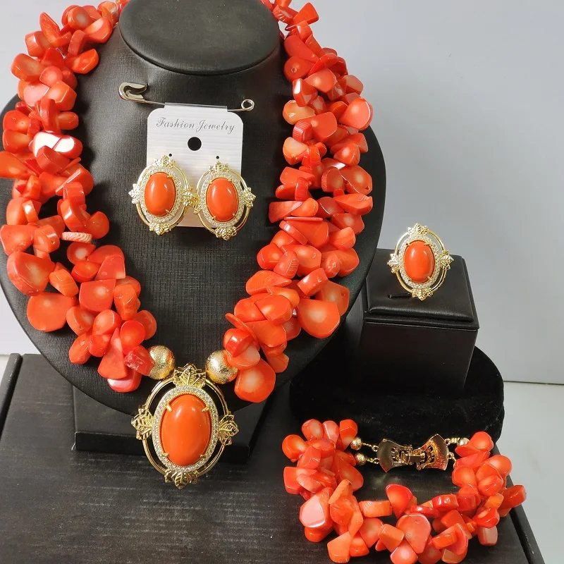 

Nigerian Coral Bead Jewelry Set Wedding