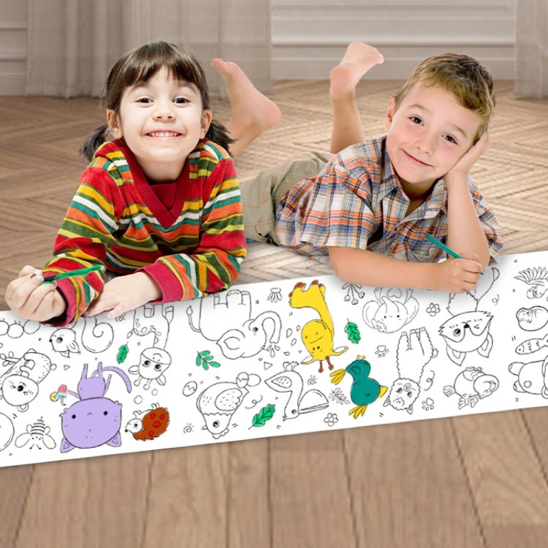 

Children's Graffiti Scroll Painting Paper Long Scroll Kindergarten Baby Canvas Non Dirty Wall Can Stick Wall Painting Paper