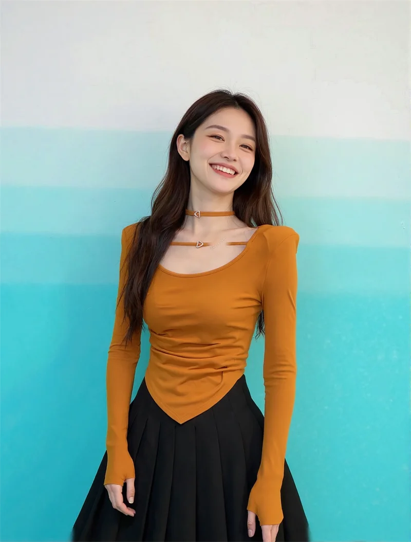 T-shirts à manches longues pour femmes – Collection Automne – Qualité Supérieure – Conception Équilibrée – Style Urbain Décontracté – Neutre