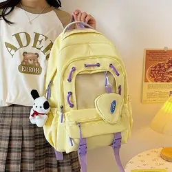 Japanese Color Contrast Backpack Small Fresh Simple Style College Style Backpack Women Travel Bag Student School Book Bag