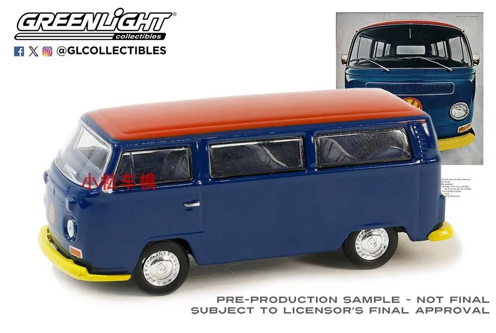 1:64 1968 Volkswagen TYPE 2 T2 High Simulation Alloy Car Model Collectible Toy Gift Souvenir Display Ornament