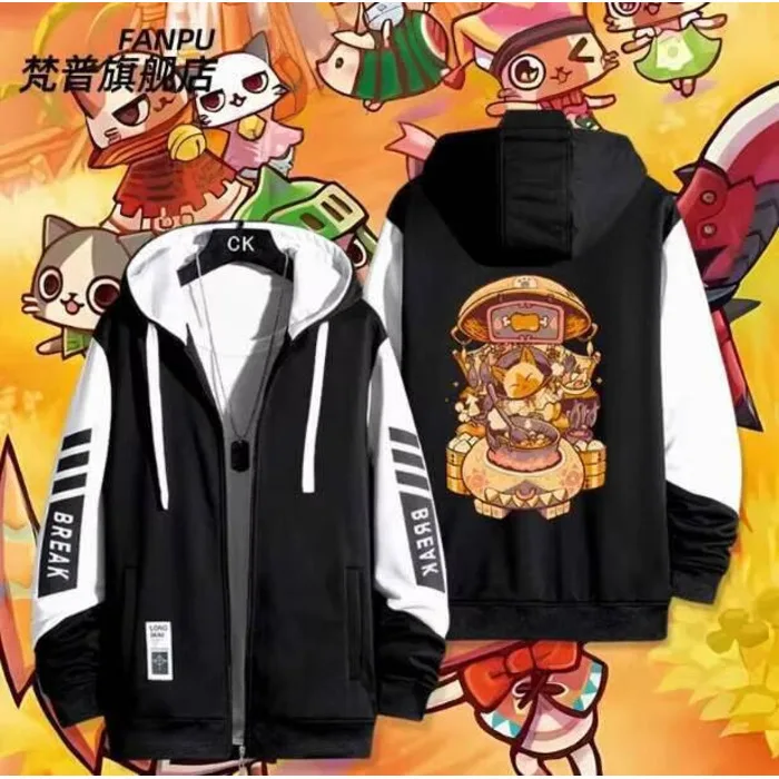 

Anime Monster Hunter Felyne Cardigan Jacket Hoodie Autumn Winter Cosplay Men Women Coat Loose Tops Anime