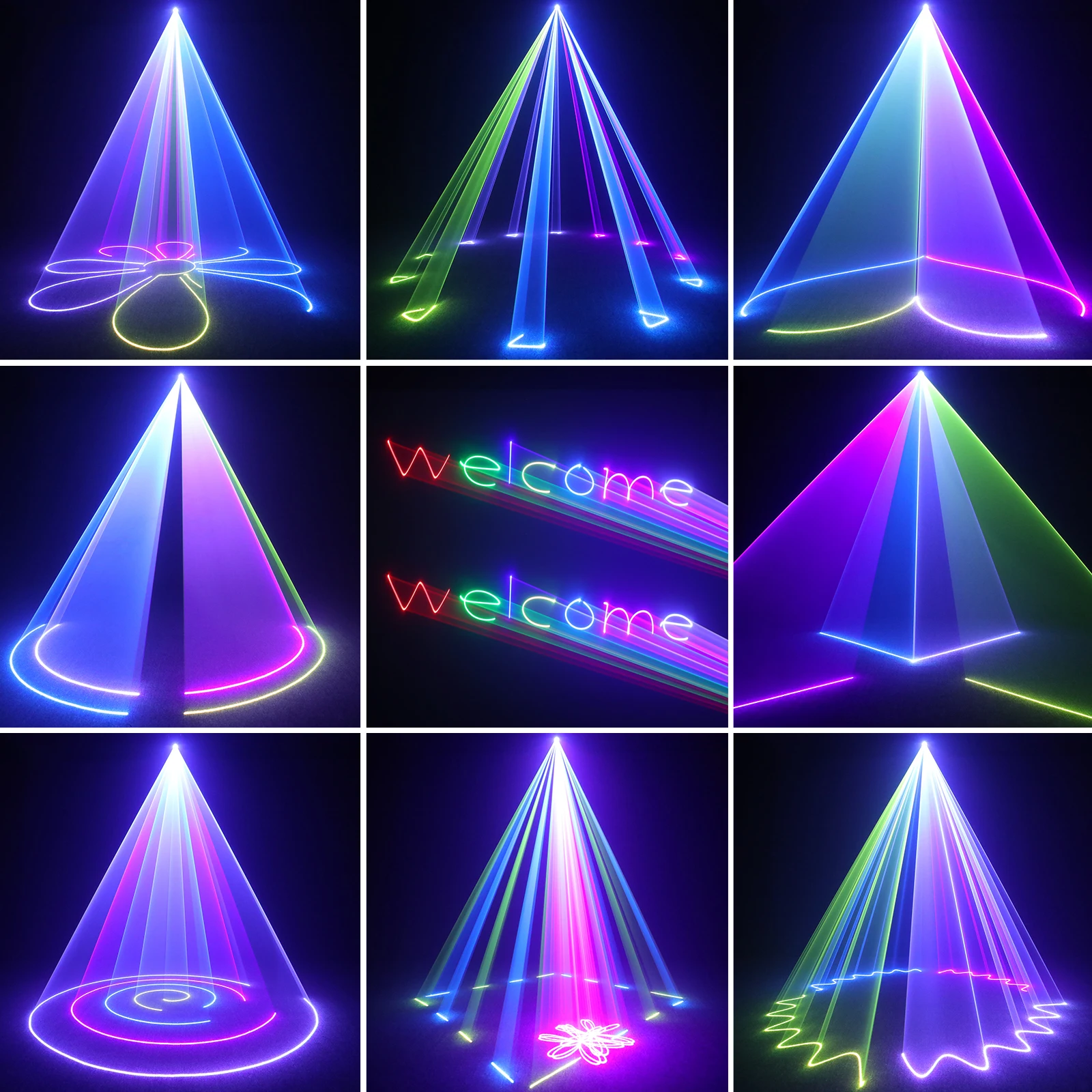 U\'King 100W Animation DJ Laser Light RGB DJ Disco Party Light 3D Animation Laser Projector DMX Control for Christmas Halloween
