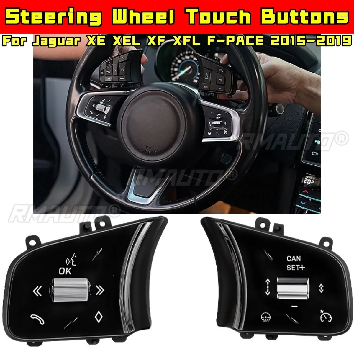 

For Jaguar XE XEL XF XFL F-PACE 2015-2019 Car Accessories Steering Wheel Touch Buttons Seat Window Regulator Key Switch Body Kit