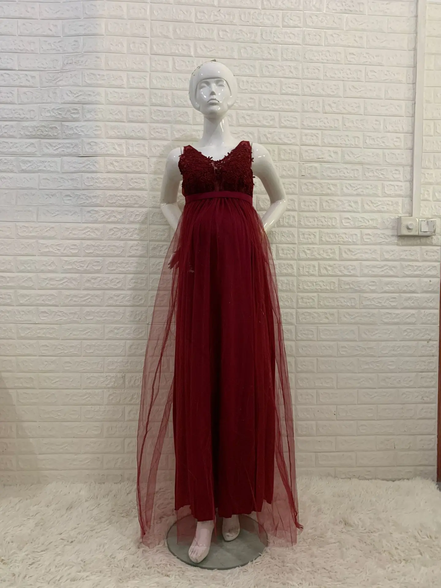 Sleeveless Maternity Photo Dress For Pregnant Tulle Woman's Evening Dress Long Pregnancy Shooting Dress Women Photography Gown