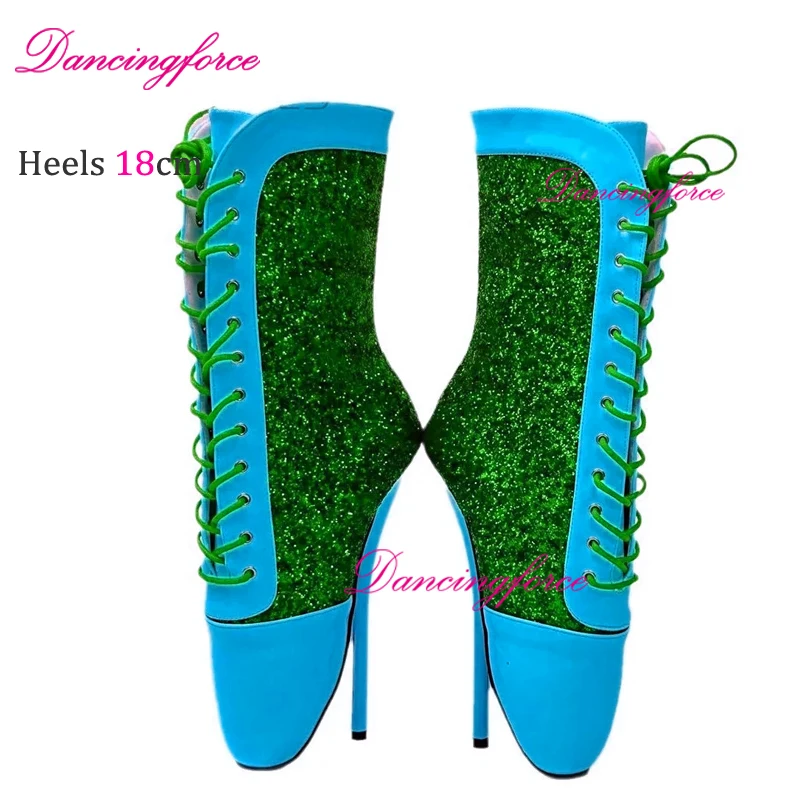 Dancingforce New Novelty 18cm/7.2inches Stiletto High Heels Ballet Boots Fetish Ankle Botas Cosplay Shoes Big size Eu46