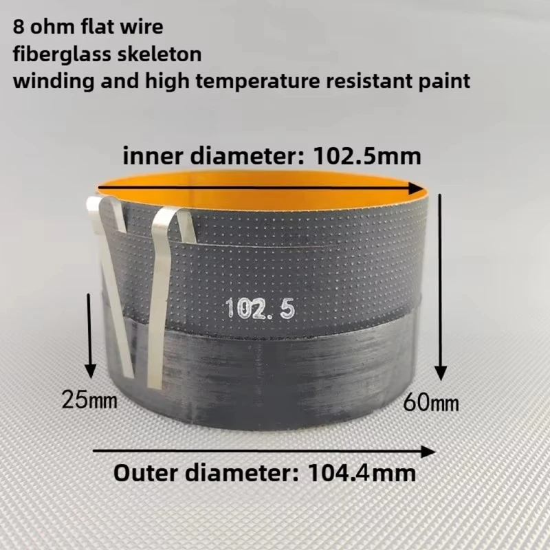 1PCS 102.5MM Imported Glass Fiber Skeleton Speaker Pure Aluminum Flat Wire 102.5 Core Woofer Voice Coil