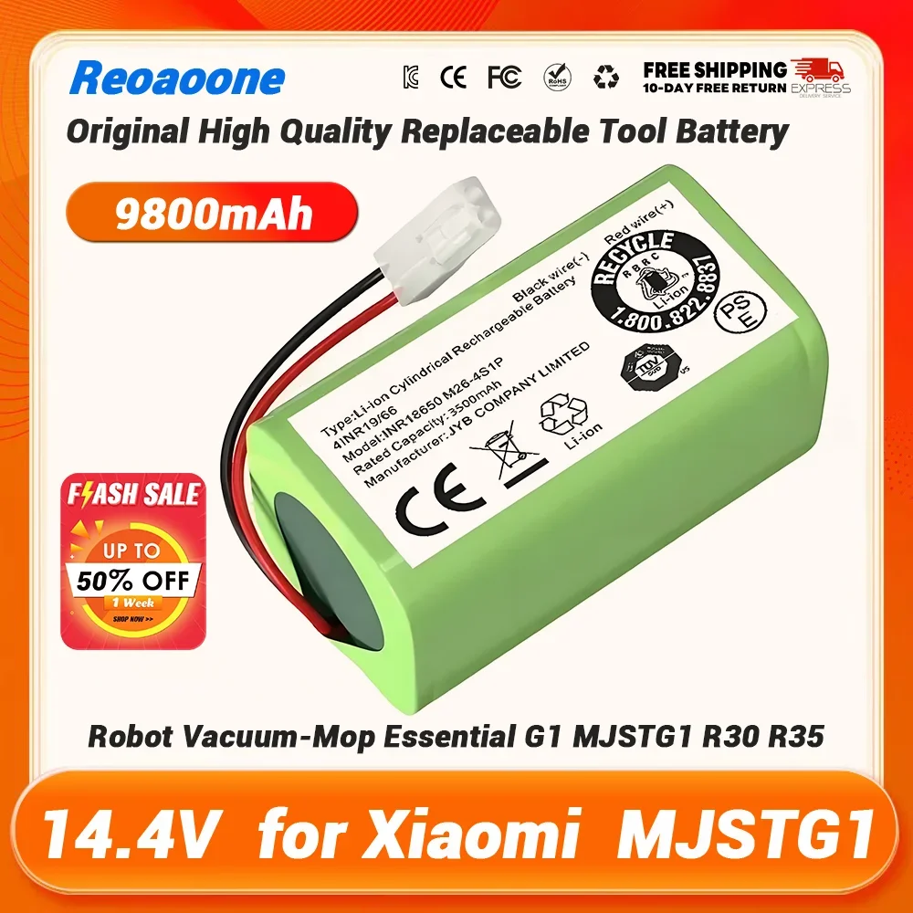 

100% Brand New 4S1P 14.4V/14.8V 9800mAh Li-ion Battery Pack,For XIAOMI MIJIA Mi Robot Vacuum-Mop Essential G1 MJSTG1 R30 R35