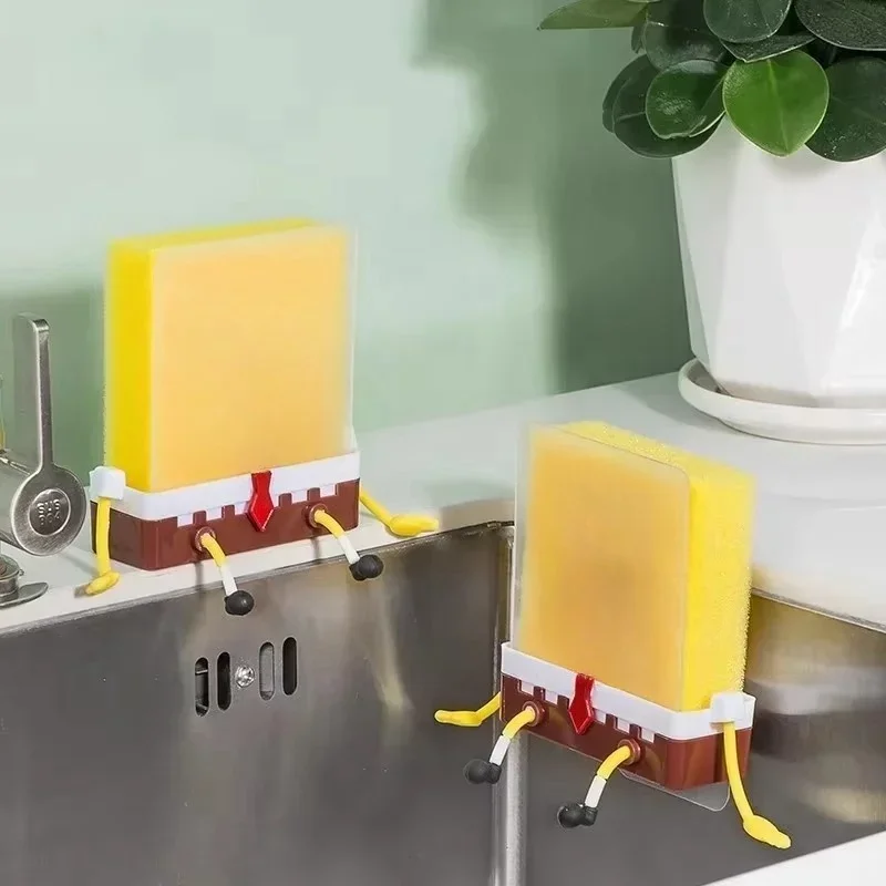 

Dishwashing Sponge Shelf Cartoon Wash Dish Sink Drain Rack Household Sponge Holder Support Organizer Kitchen Accessories Ladle