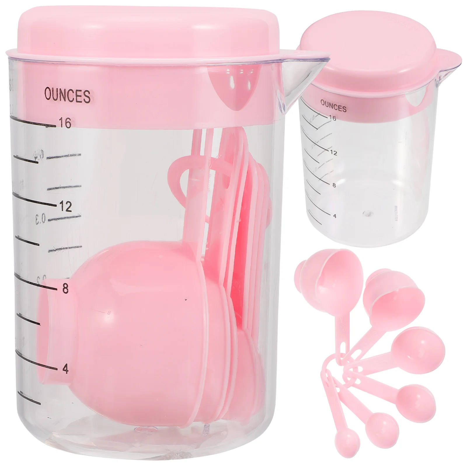 

2 set Measuring Cups Spoons Set Portable Kitchen Baking Tools Powder Scoop Reusable Plastic Storage Ring Included Tablespoon