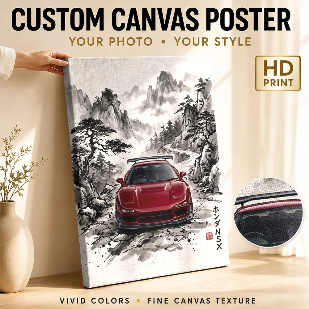 Japanese NSX Ink Wash Mountain Canvas Poster Personalized Photo Traditional Sumi E Aesthetic Bedroom Wall Paintings Decoration