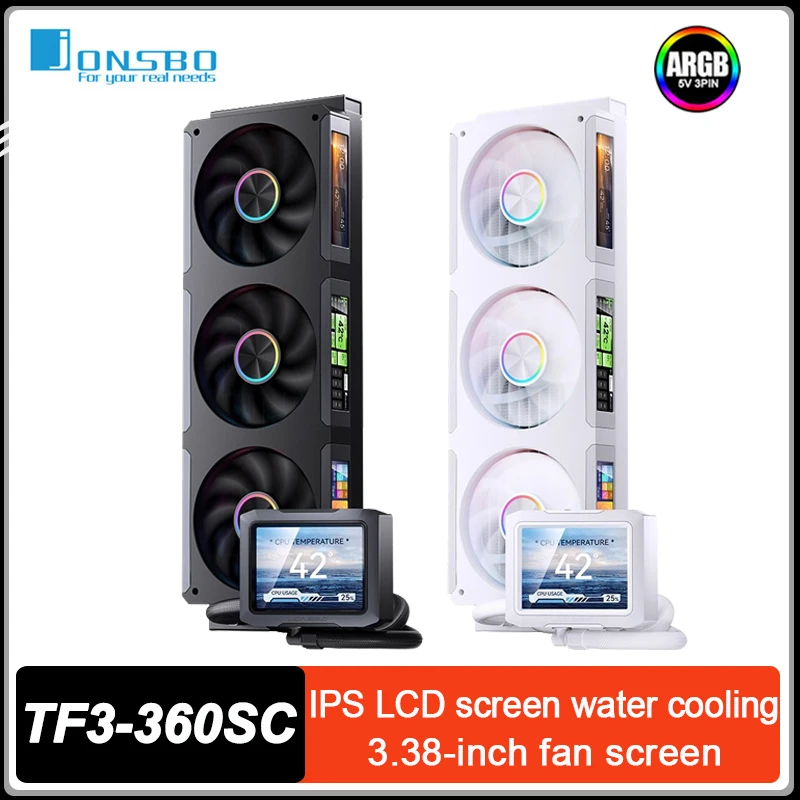 JONSBO TF3-360SC Integrated CPU water cooler Screen Display ARGB Fan 360 Water-cooled Radiator For LGA1700 1200 115X 2011 AM5