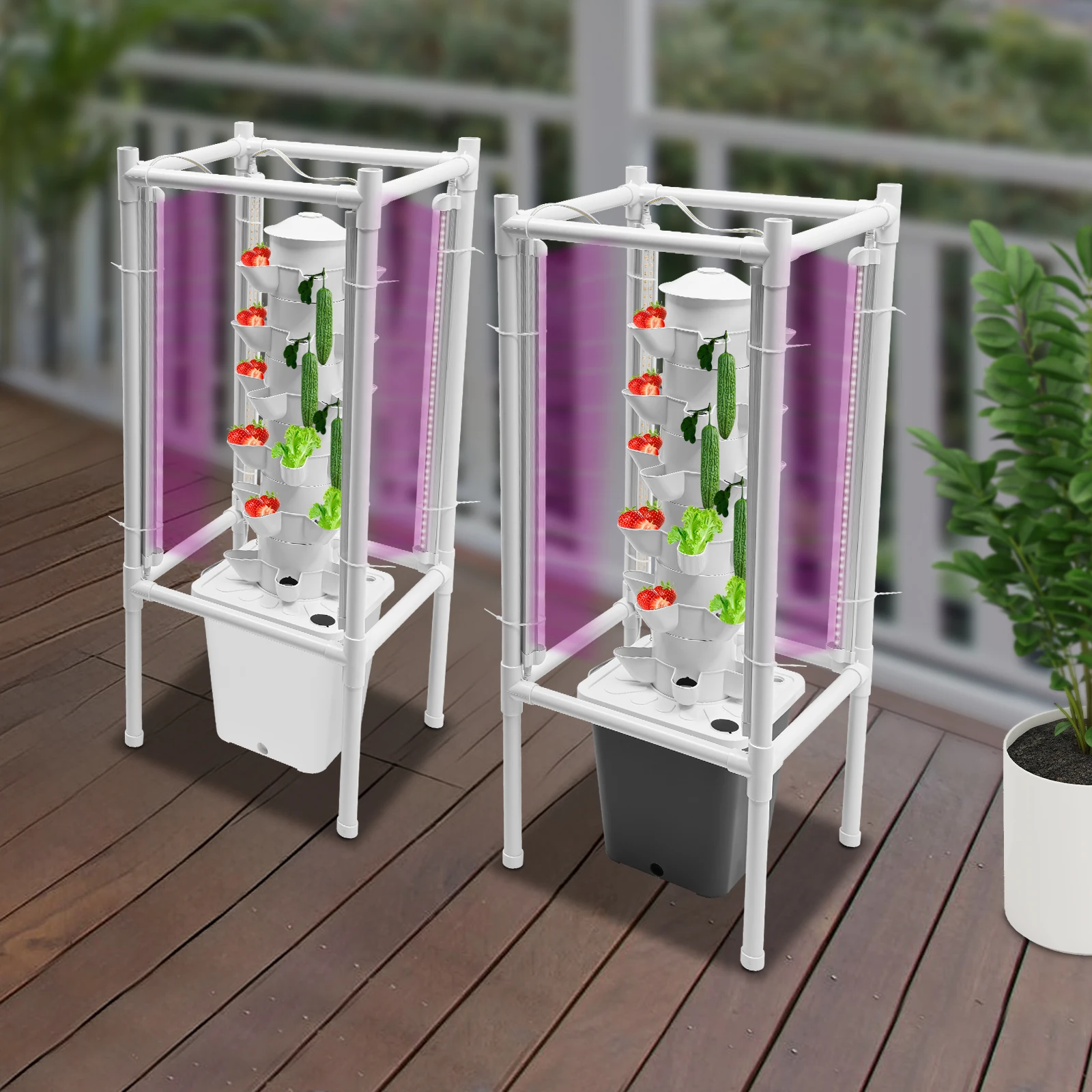 Hydroponic Grow Kit 6 Tier 30 Planting Pots Indoor Garden with LED