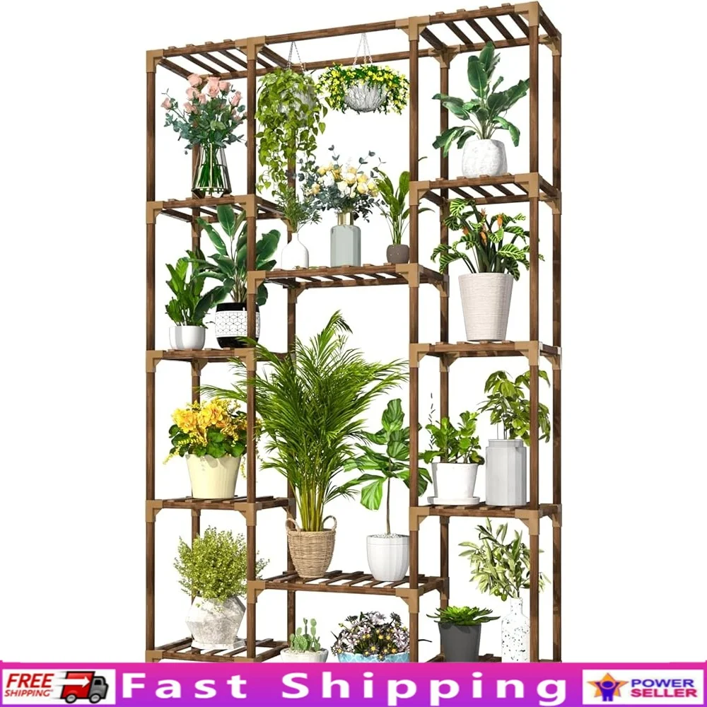 

Tall Wooden Plant Stand 12 Tier Shelf Indoor Outdoor Flower Rack Storage Garden Balcony Living Room