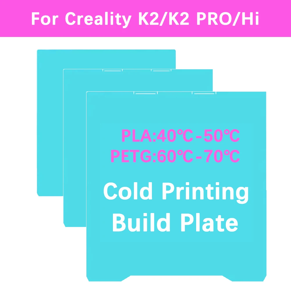 

Двусторонняя холодная печатная пластина Glacier для Creality K2/K2 PRO, текстурированная стальная пластина с высокой вязкостью для печати