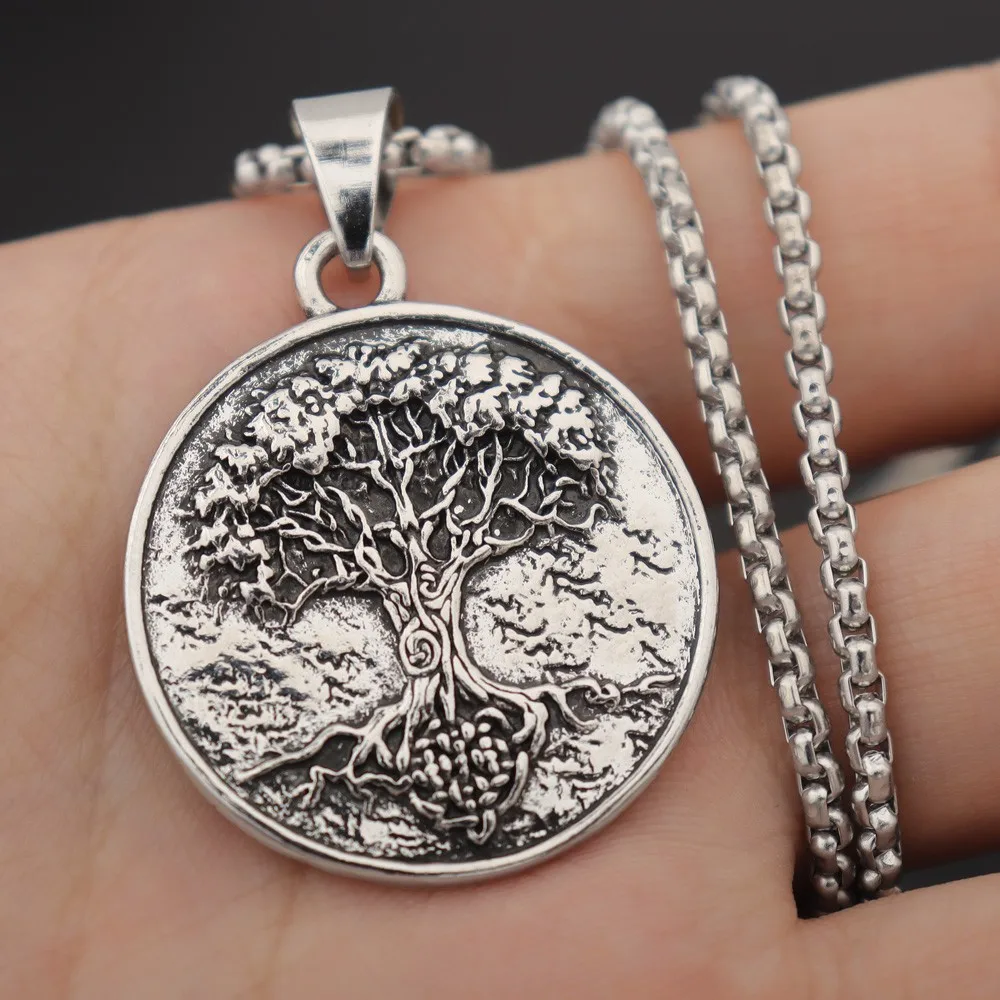 New Vintage Viking Tree of Life Pendant Charm Men\'s Necklace Fashion Hip Hop Punk Accessories Jewelry Party Gift Wholesale