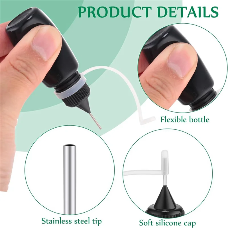 

LLCS-100 Pcs 10 Ml Plastic Black Needle Tip Glue Squeeze Bottle Precision Needle Tip Applicator Bottle