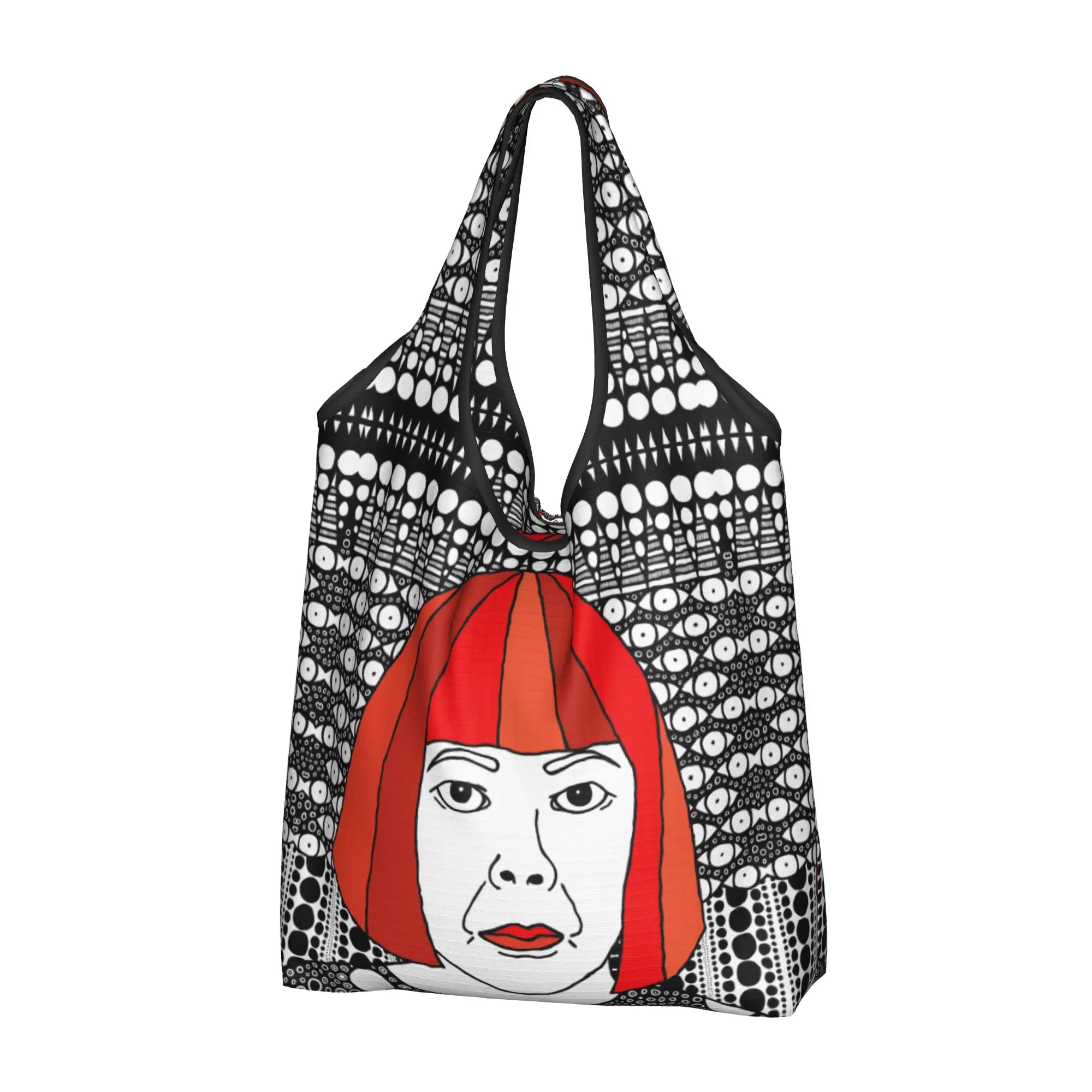 Yayoi Kusama Abstract Art Groceries Shopping Bag Kawaii Shopper Tote Shoulder Bag Large Capacity Portable  Handbag