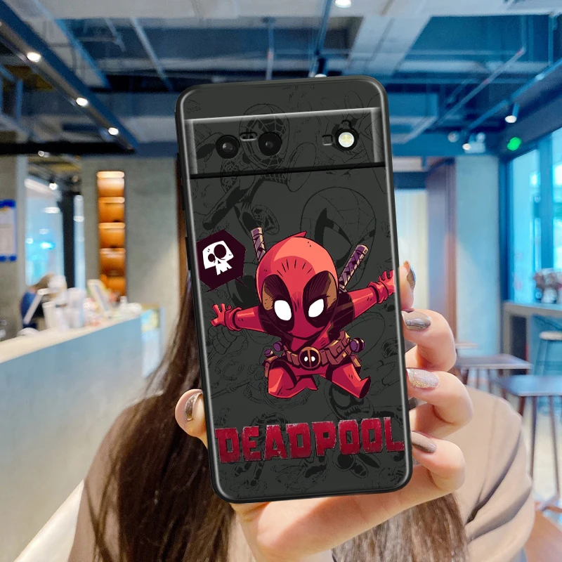 

Marvel Cute Hero Cartoon For Google Pixel 9 8 7A 7 6A 6 5A 5 4 4A XL 5G Black Silicon Shockproof Shell Funda Phone Case