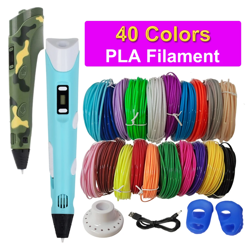 

3D Printing Pen Children 3D Pen DIY Drawing Pens 40 Colors 1.75mm PLA Filament Boys Girls Birthday Gift For Kids 3D Pen