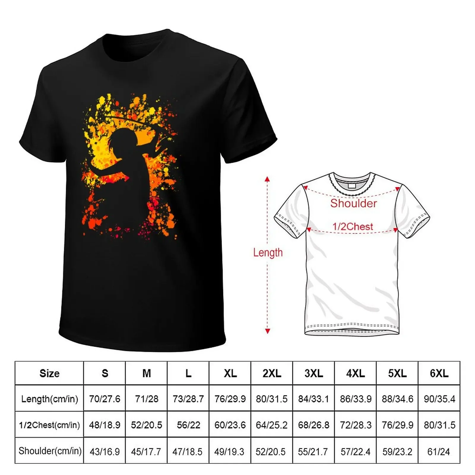 Saya Inspired Paint Splatter Anime Shirt T-Shirt summer top man t shirt vintage clothes t shirts for men pack