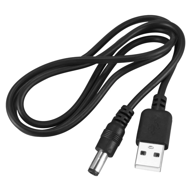 Câble d'alimentation USB 5V DC Barrel Jack, 5x, 5.5mm, 2.1mm, Noir, 75cm