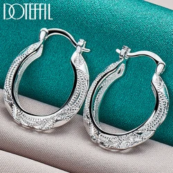 DOTEFFIL-pendientes de aro de Plata de Ley 925 con flor hueca Retro para mujer, joyería para fiesta de compromiso, boda
