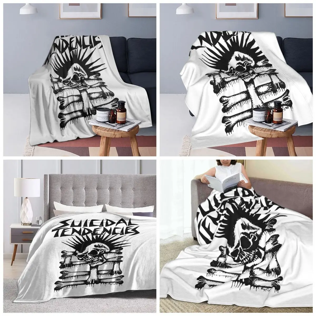 Rock Music Suicidal Tendencies Band Blanket Soft Warm Flannel Throw Blanket Bedspread for Bed Travel Home Couch
